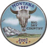 США. 25 центов 2007 год. Квотер штата Монтана. цветное покрытие (P). 