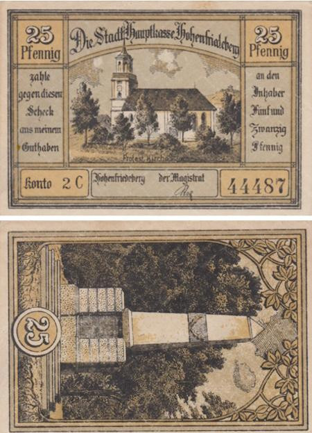  Бона. Германия (Польша). Гогенфридберг (Добромеж) 25 пфеннигов без года (серия 2 С). Нотгельд. (XF) 
