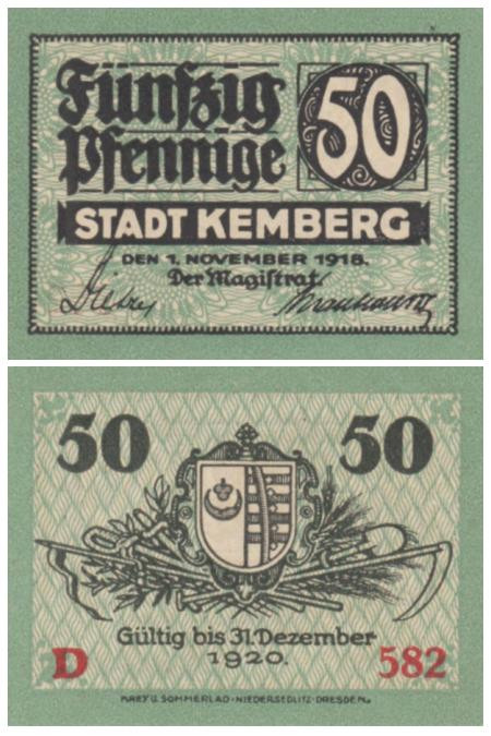  Бона. Германия. Кемберг 50 пфеннигов 1918 год. Нотгельд. (XF) 