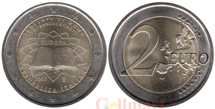  Италия. 2 евро 2007 год. 50 лет подписания Римского договора. 