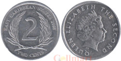 Восточные Карибы. 2 цента 2008 год. Королева Елизавета II.