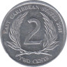  Восточные Карибы. 2 цента 2008 год. Королева Елизавета II. 