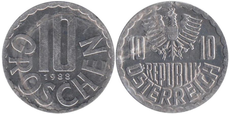  Австрия. 10 грошей 1988 год. 