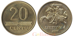Литва. 20 центов 2009 год. (UNC)