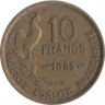  Франция. 10 франков 1955 год. Тип Жиро. Галльский петух. 