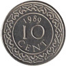  Суринам. 10 центов 1989 год. Герб. 