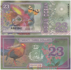 Бона. Индийский океан 23 доллара 2018 год. Шри-ланкийская джунглевая птица. (Пресс)