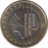  Нидерланды. 1 евро 2009 год. Портрет королевы Беатрикс в профиль. 