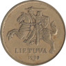  Литва. 10 центов 1999 год. Герб Литвы - Витис. 
