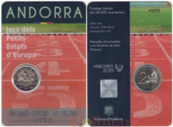 Андорра. 2 евро 2025 год. Игры малых государств Европы 2025.