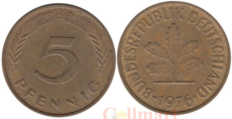  ФРГ. 5 пфеннигов 1976 год. (D) 