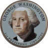 США. 1 доллар 2007 год. 1-й президент Джордж Вашингтон (1789-1797). цветное покрытие. 