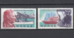 Набор марок. Норвегия 1993 год. 100 лет норвежскому прибрежному маршруту "Быстрый маршрут" (Hurtigruten). (2 марки)