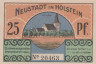  Бона. Германия. Нойштадт-ин-Хольштайн 25 пфеннигов 1921 год. Церковь. Нотгельд. (XF) 