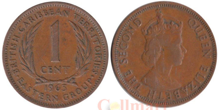  Восточные Карибы. 1 цент 1963 год. Королева Елизавета II. 