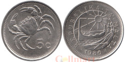 Мальта. 5 центов 1986 год. Краб.
