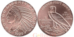США. Монетовидный жетон. Индеец - доллар 1929 года. (унция меди 999)