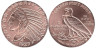  США. Монетовидный жетон. Индеец - доллар 1929 года. (унция меди 999) 