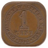  Малайя. 1 цент 1945 год. Король Георг VI. 