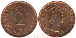 Маврикий. 2 центов 1978 год. Королева Елизавета II.