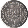  Западная Африка (BCEAO). 50 франков 2011 год. Пилорылый скат. 