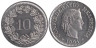  Швейцария. 10 раппенов 1994 год. 