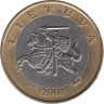  Литва. 2 лита 2001 год. Герб Литвы - Витис. 