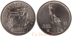 США. 1 доллар 2026 год. Айова. Норман Борлоуг, отец Зелёной революции. (D)