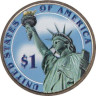  США. 1 доллар 2007 год. 2-й президент Джон Адамс (1797-1801). цветное покрытие. 