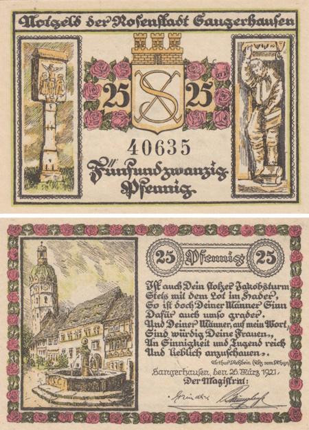 Бона. Германия. Зангерхаузен 25 пфеннигов 1921 год. Нотгельд. (XF) 