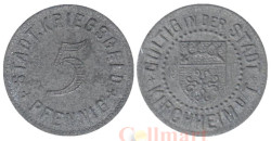 Германия. Кирххайм-унтер-Текк. 5 пфеннигов 1917 год. Нотгельд.