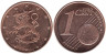  Финляндия. 1 евроцент 1999 год. Геральдический лев. 
