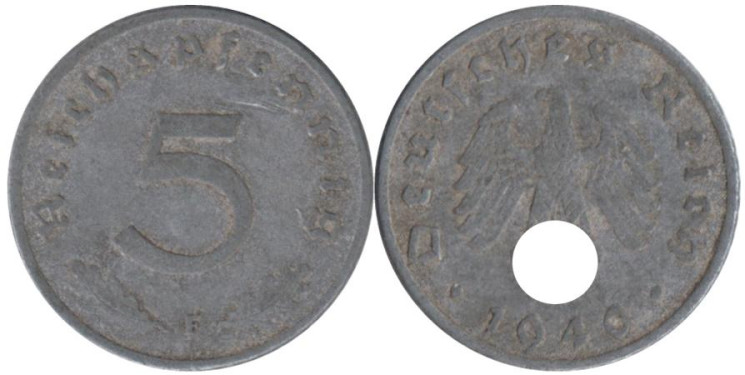  Германия - Третий рейх. 5 рейхспфеннигов 1940 год. (F) 