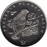  Либерия. 1 доллар 1996 год. Серый попугай. 