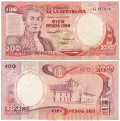 Бона. Колумбия 100 песо оро 1986 год. Антонио Нариньо. (VF)