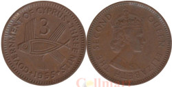 Кипр. 3 миля 1955 год. Рыба.