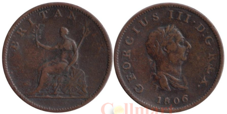  Великобритания. 1/2 пенни 1806 год. Георг III. 