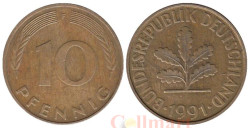 ФРГ. 10 пфеннигов 1991 год. (F)