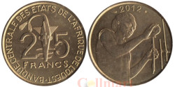 Западная Африка (BCEAO). 25 франков 2012 год. Золотая гиря народа ашанти.