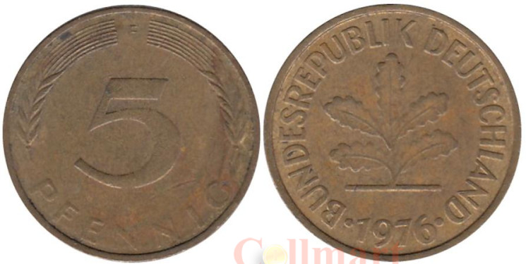  ФРГ. 5 пфеннигов 1976 год. (G) 