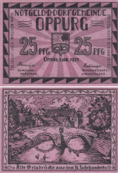 Бона. Германия. Оппург 25 пфеннигов 1921 год. Нотгельд. (XF)