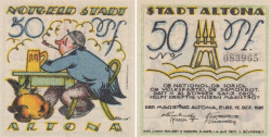 Бона. Германия. Альтона 50 пфеннигов 1921 год. (вариант 1) Нотгельд. (XF)