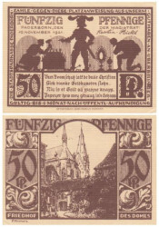Бона. Германия. Падерборн 50 пфеннигов 1921 год. Кладбище Кафедрального собора. Нотгельд коричневый. (XF)