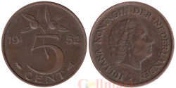 Нидерланды. 5 центов 1952 год. Королева Юлиана.