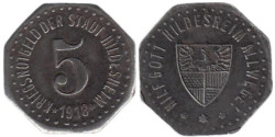 Германия. Хильдесхайм. 5 пфеннигов 1918 год. Нотгельд.
