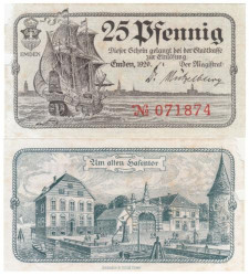 Бона. Германия. Эмден 25 пфеннигов 1920 год. Нотгельд. (G-VG)