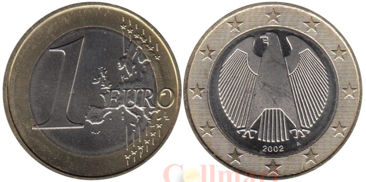  Германия. 1 евро 2002 год. Федеральный орёл. (A) 