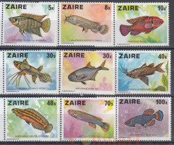 Набор марок. Заир. Рыба (1978). 9 марок.