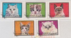 Набор марок. Фуджайра (ОАЭ). Кошки. 5 марок.