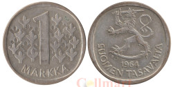Финляндия. 1 марка 1964 год. Герб.